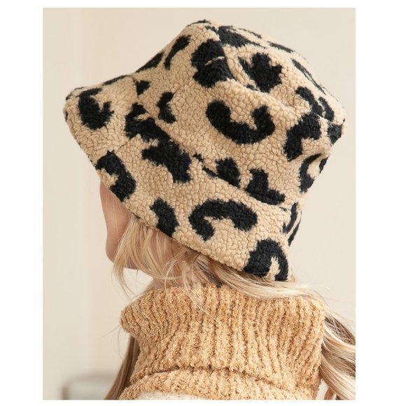 Leopard Print Winter Hat - Tan and Black - One Size fits most - Stay warm & hip - Picture 4 of 10
